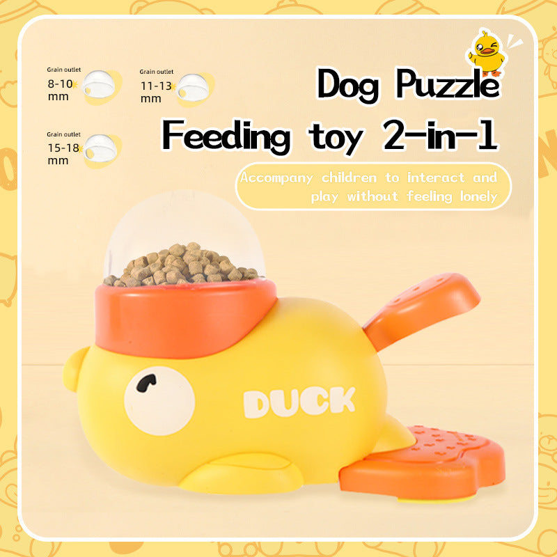 Cross-border temu toy little yellow duck pet cat automatic feeder intelligent interactive dog feeding machine puppy leaking food