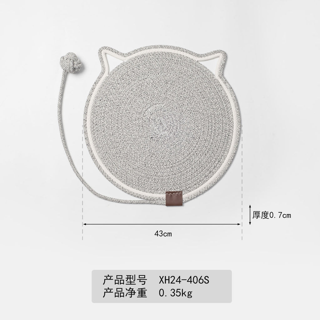 Cross-border cotton rope woven cat scratching mat toy ball integrated cat sleeping mat scratch-resistant wear-resistant washable pet mat
