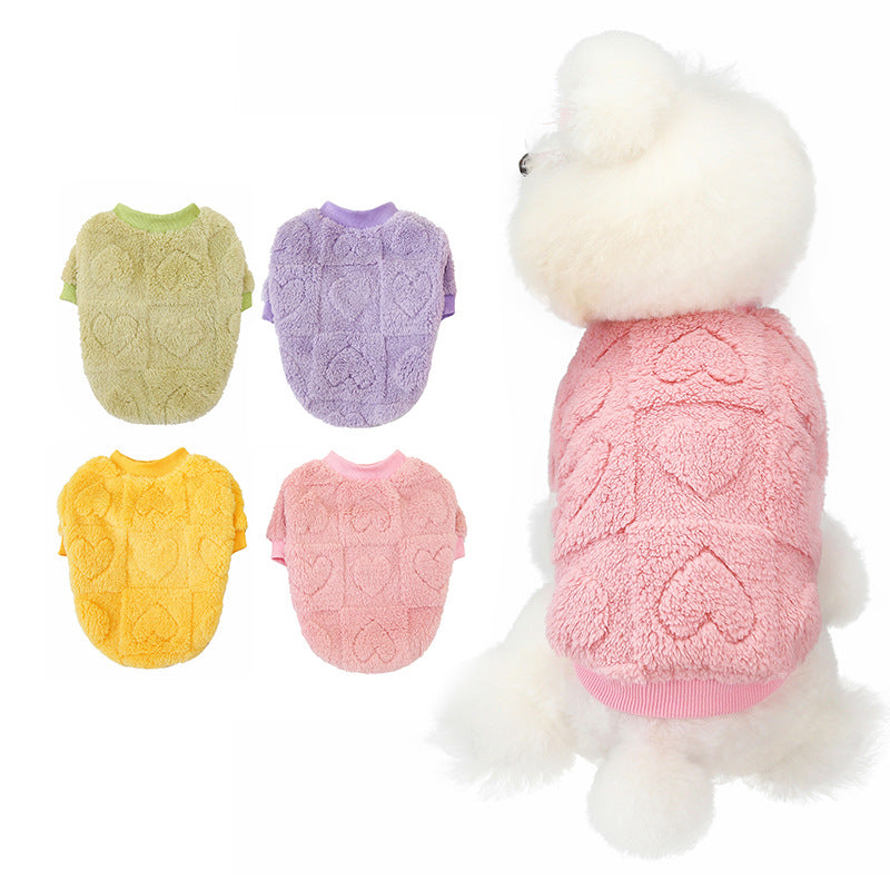 New autumn and winter dog clothes pet clothes super stretch fleece love cute French bulldog Teddy dog clothes