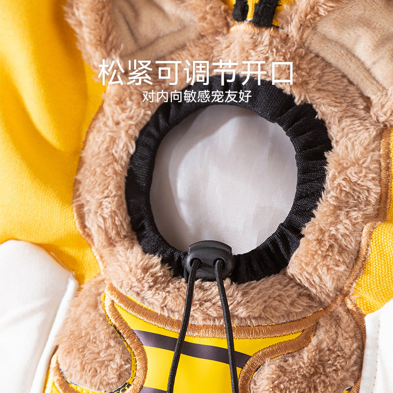 Cute canvas outing bag with exposed head and bee shape cat bag shoulder bag small dog handbag pet dog bag