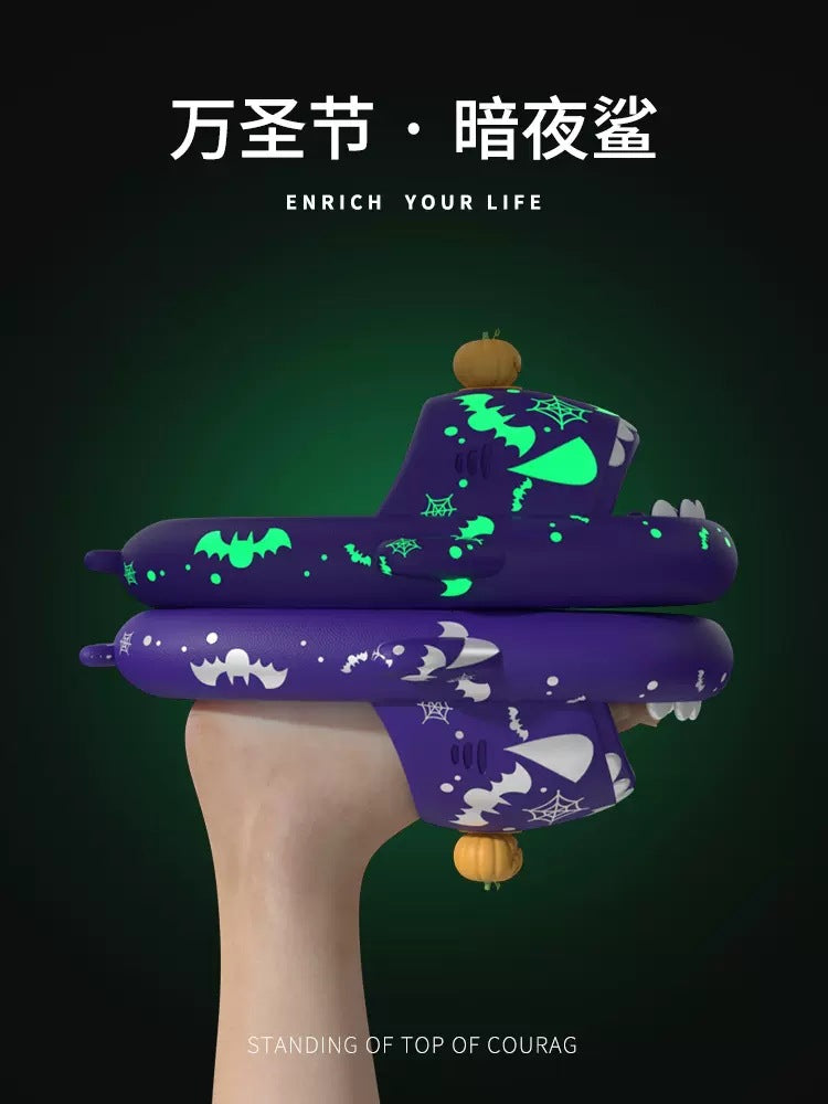 Cross-border Explosives Christmas Limited Shark Slippers Halloween Shark Slippers Female Summer Outer Wear Luminous Thick Bottom Anti-proof