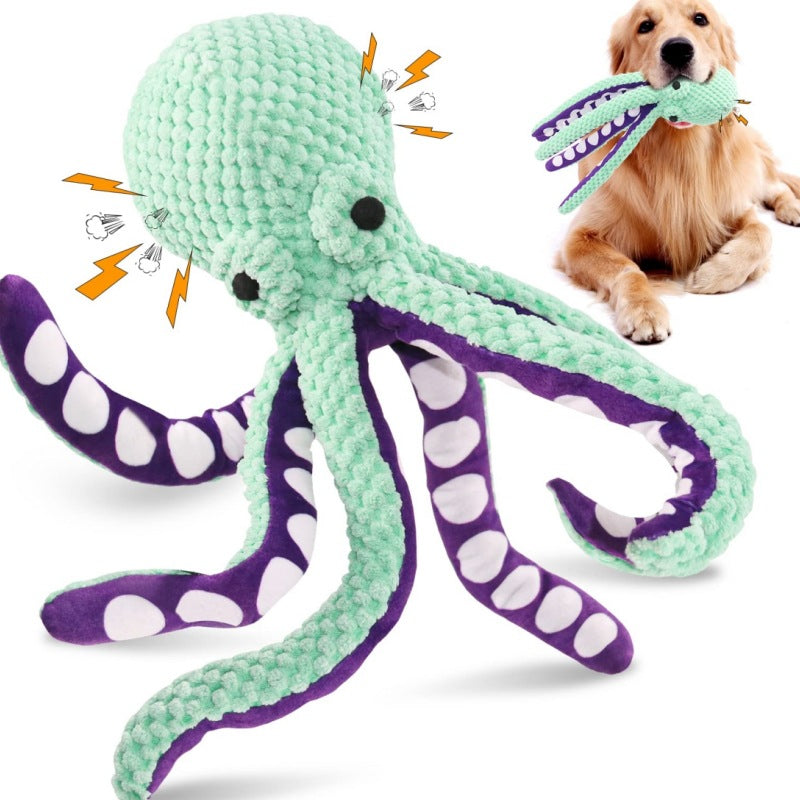 Amazon hot dog pet octopus plush sound toy interactive boredom resistant bite octopus toy