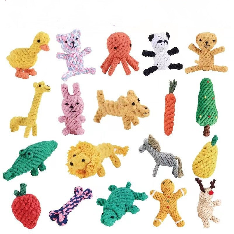 Pet Toy Dog Knot Toy Animal Shape Teeth Gnawing Rope Pomeranian Interactive Pull Tug of War Dog Toy