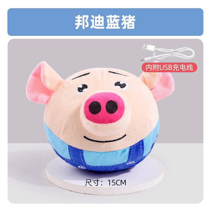 Dog Toy Electric Jumping Ball Plush Pet Self-Entertainment Boredom Sound Puppy Teething Resistant Teddy Corgi