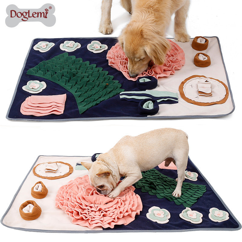 Western-style dining table pet sniffing mat Tibetan food puzzle plush dog toy training decompression extra large dog sniffing mat