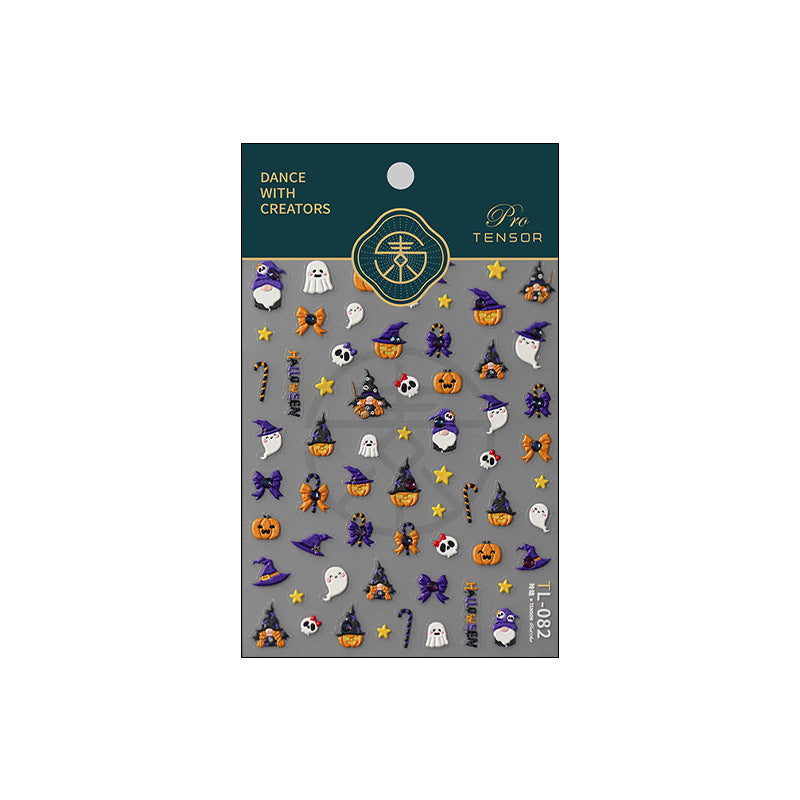 tensor new process Halloween pumpkin nail stickers ins adhesive nail stickers exquisite diamond series TL-079