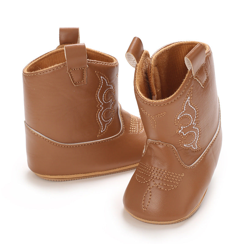 New style baby boots cute high quality soft PU non-slip sole spring and autumn fashion 0-1 year old newborn walking