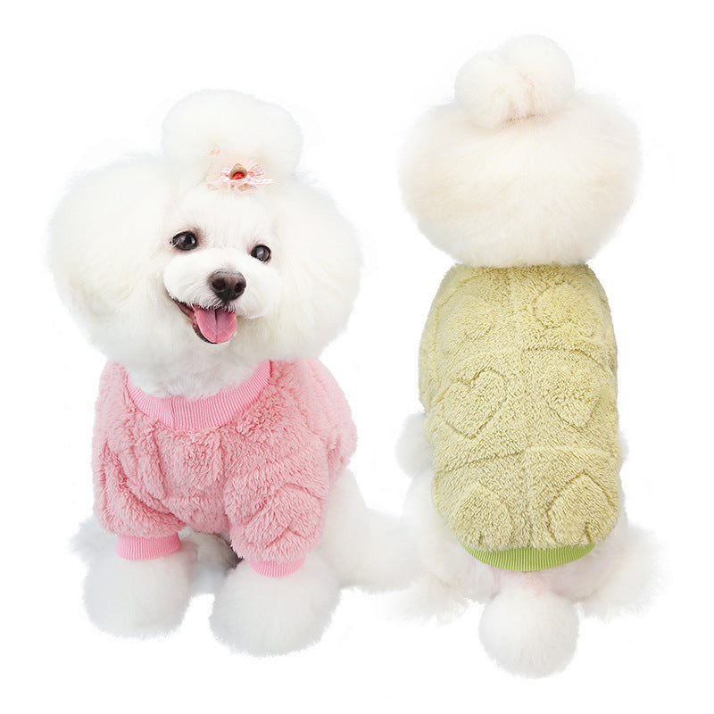 New autumn and winter dog clothes pet clothes super stretch fleece love cute French bulldog Teddy dog clothes