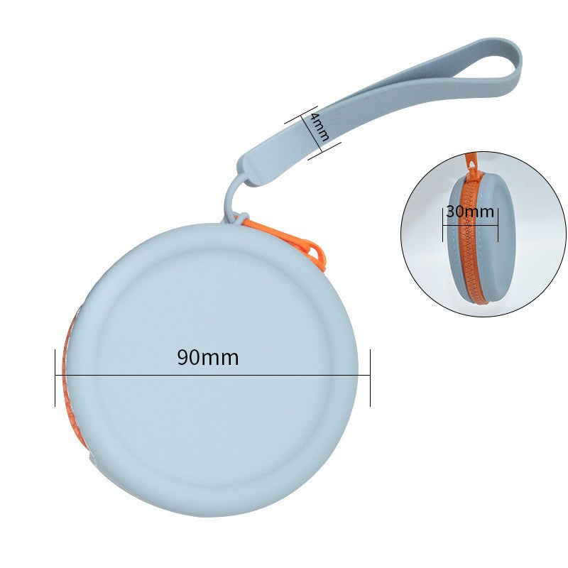 Silicone round coin purse earphone bag children's zipper small storage bag pet silicone dog food bag simple gift bag