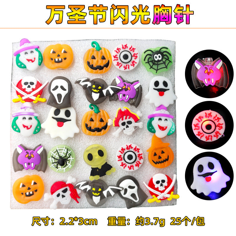 Cross-border Amazon Halloween glow necklace finger gyroscope LED flash pumpkin luminous ghost head pendant toy