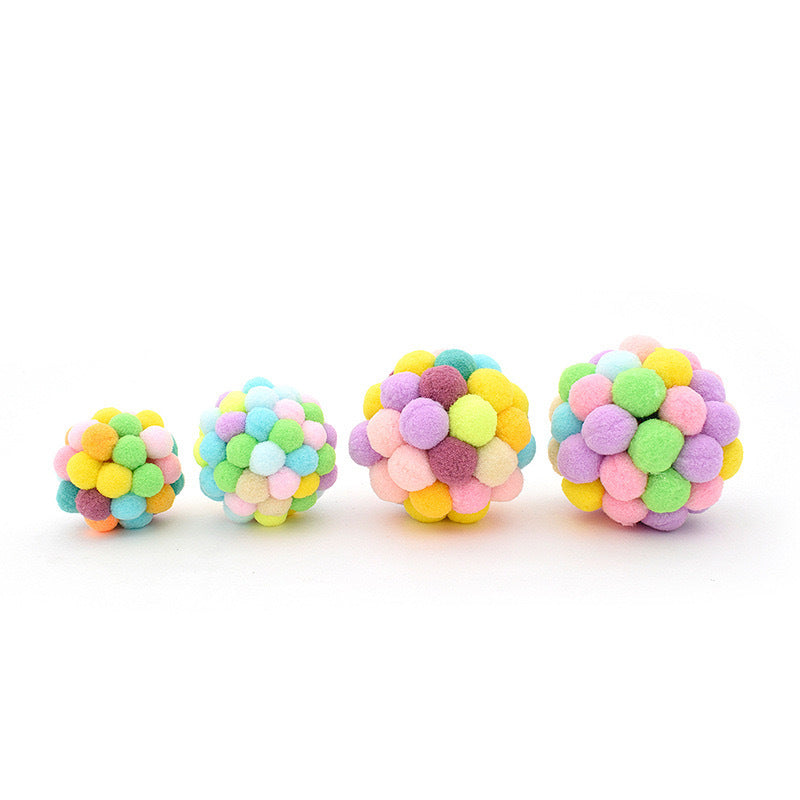 Pet supplies toy ball set colorful handmade bell elastic ball self-hilarious scratch-resistant and bite-resistant plush cat toy