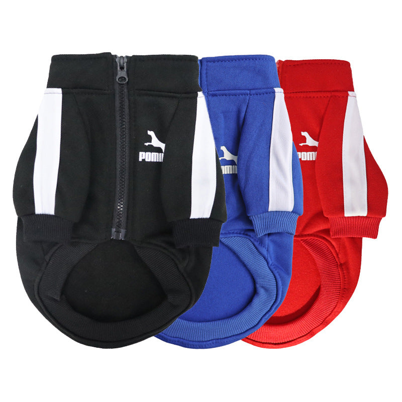 Pet zipper clothes casual trendy brand sweater autumn and winter thin fleece sportswear Teddy Pomeranian clothes wholesale