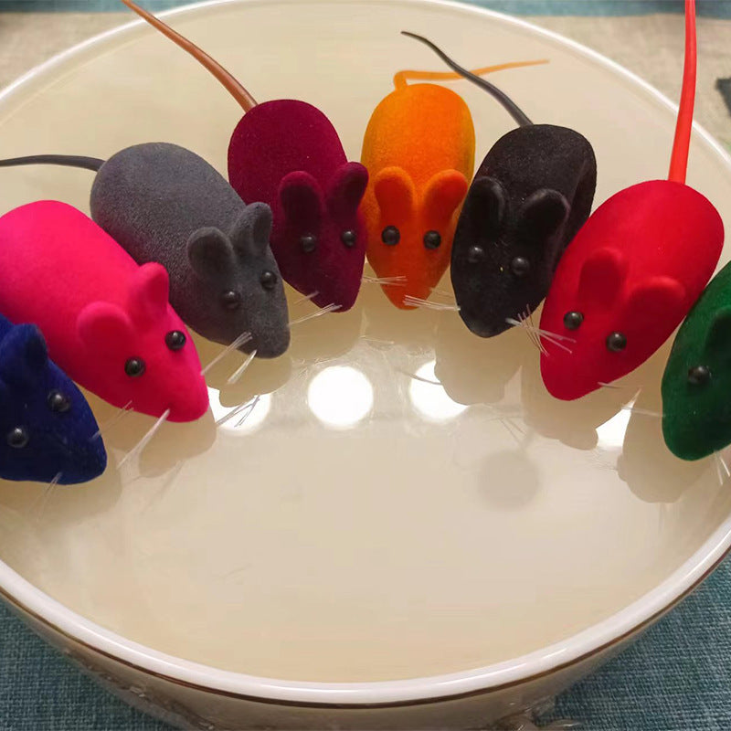 Yijie vinyl flocking little mouse to tease cat cartoon sound toy simulation mouse vinyl sound pet toys