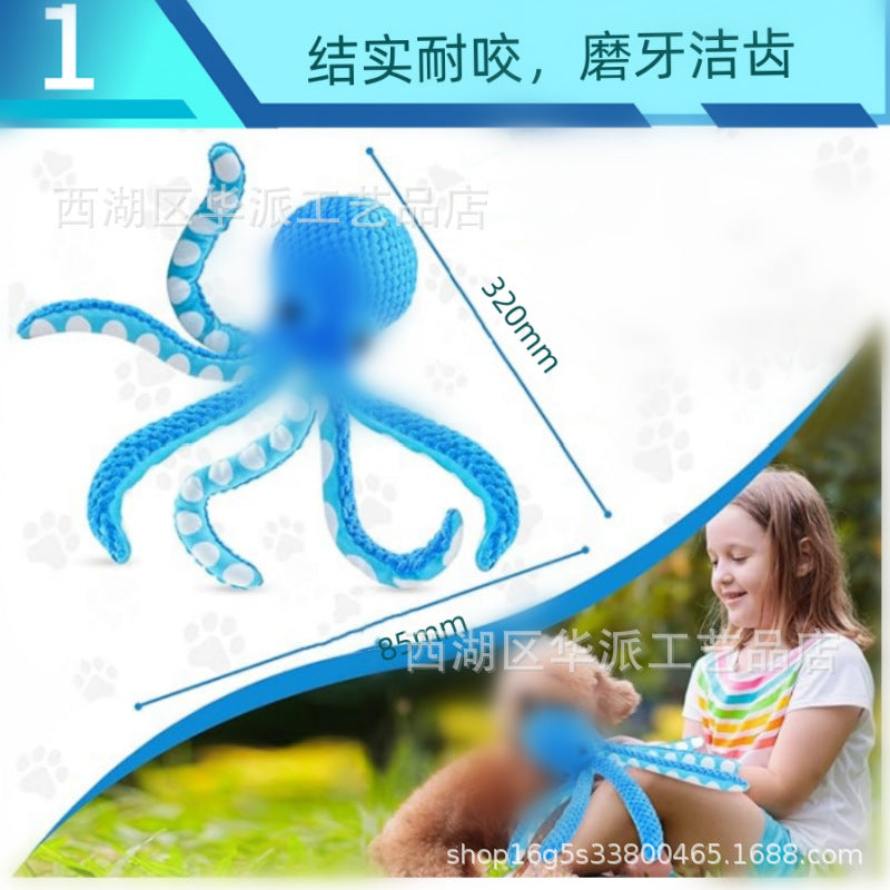 Amazon hot dog pet octopus plush sound toy interactive boredom resistant bite octopus toy