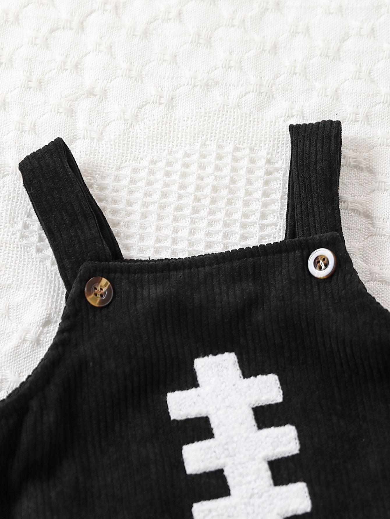 New spring and autumn baby boys and girls corduroy sling rugby embroidered triangle jumpsuit romper crawling clothes