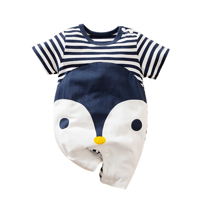 Baby jumpsuit summer clothes baby short-sleeved clothes ins style newborn cartoon animal crawling cotton romper