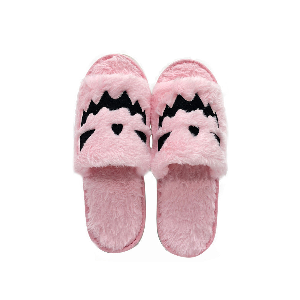 Cross-border hot selling Halloween pumpkin shoes elk Christmas slippers indoor and foreign trade plush open toe plush flat slippers
