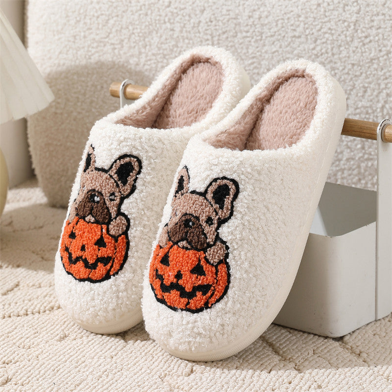 Halloween cross-border mushroom hot sale winter peach heart cotton slippers women wholesale indoor home rainbow plush warm slippers