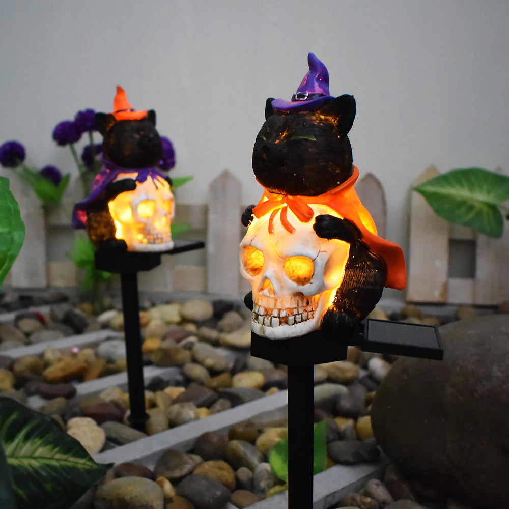 New solar outdoor courtyard Halloween pumpkin lantern resin craft garden ghost festival atmosphere decoration ground plug