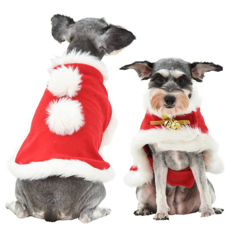 Amazon Pet Christmas Cape Hat Holiday Suit Dog Transformation Costume Christmas Dress Up Pet Clothes