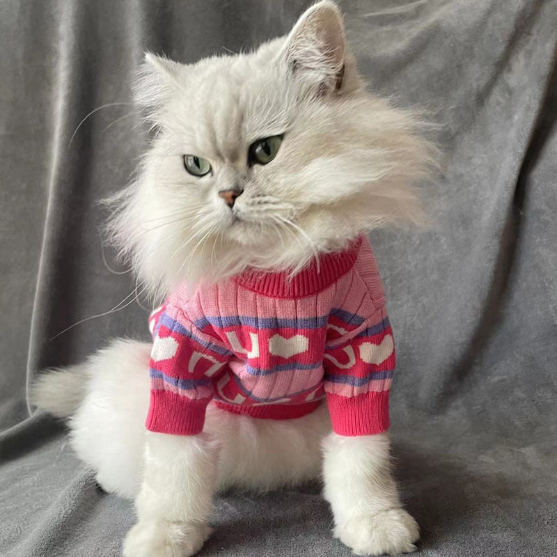 Autumn and winter trendy new knitted pet sweaters cross-border hot-selling cats and dogs warm and comfortable clothes Teddy clothing