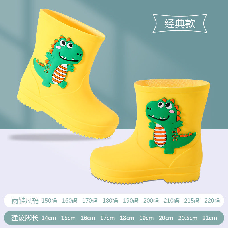 Children's rain boots kindergarten baby new style girls non-slip waterproof rain boots drawstring boy water shoes cartoon high