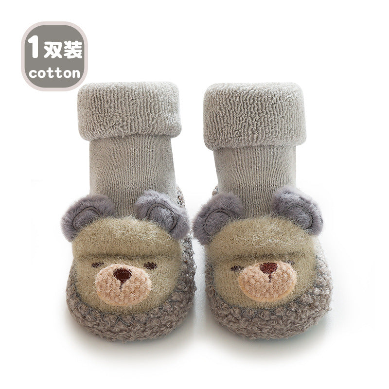2023 Autumn and Winter New Baby Floor Socks Cute Cartoon Baby Bear Indoor Non-Slip Cooling Men's and Women's Toddler Shoes and Socks