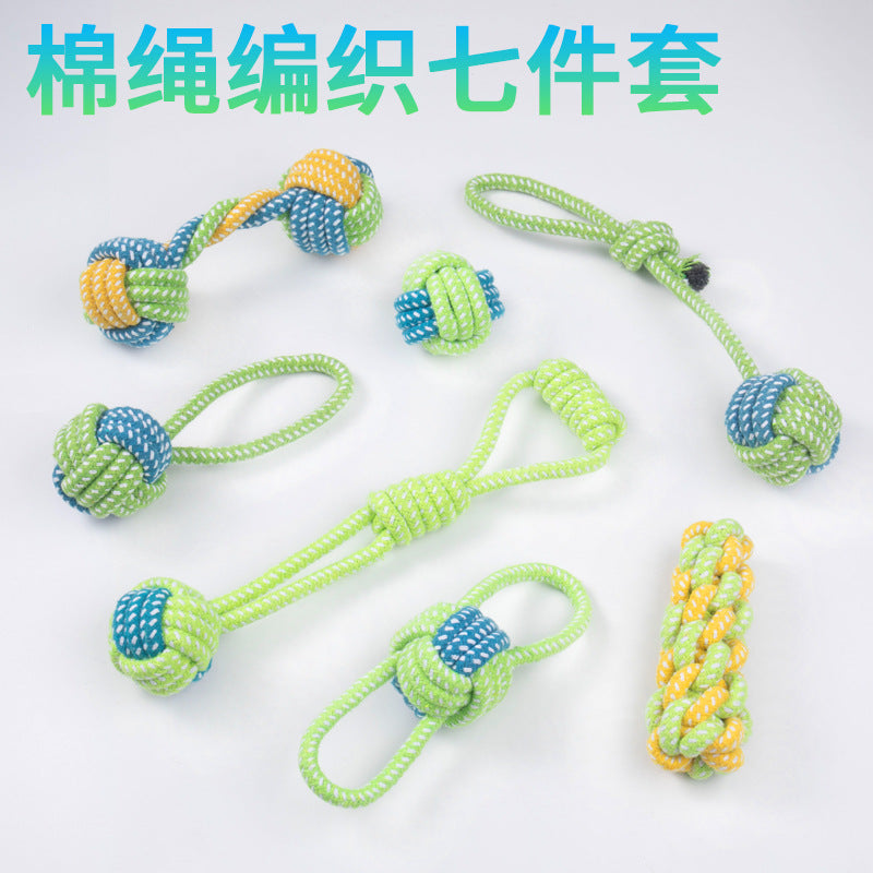 Dog bite rope pet teddy cotton rope knot ready stock wholesale toy ball knot pet toys pet supplies