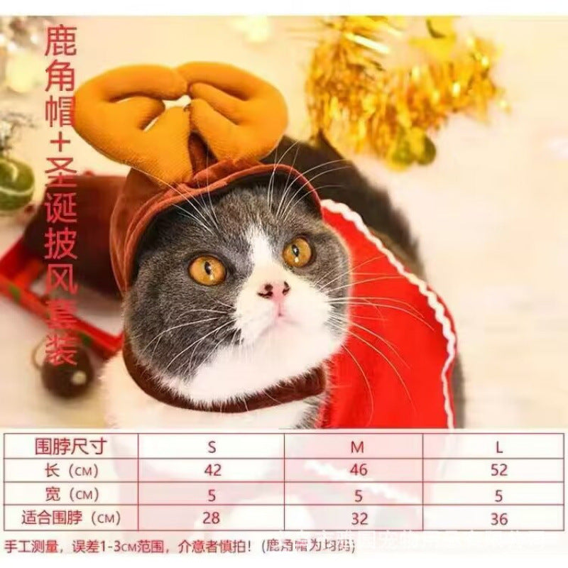 Cross-border cat headband hat scarf dog clothes cat cape headdress cloak Christmas funny pet supplies