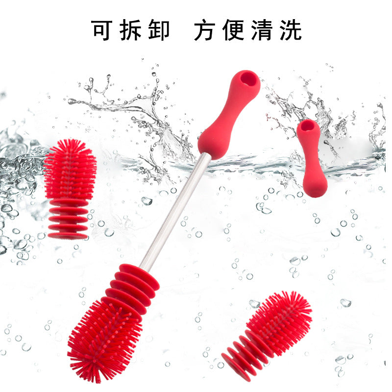 Spot silicone household long handle cup brush silicone bottle brush baby bottle brush long handle water cup cleaning brush brush