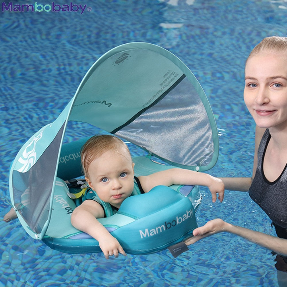mambobaby baby free inflatable lap ring with awning swimming ring swimming floating ring swimming ring cross-border explosive style