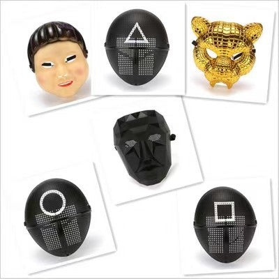 Korean movie theme square round triangle BOSS Halloween electroplated leopard performance dress up mask