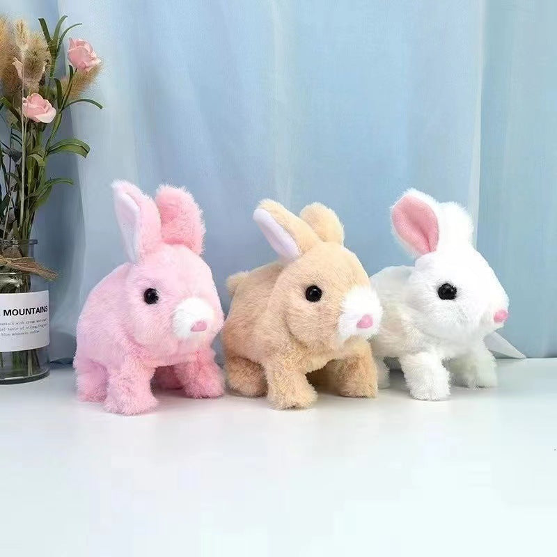Simulation electric rabbit can walk, call and shake ears plush toy pet bunny birthday gift for girls
