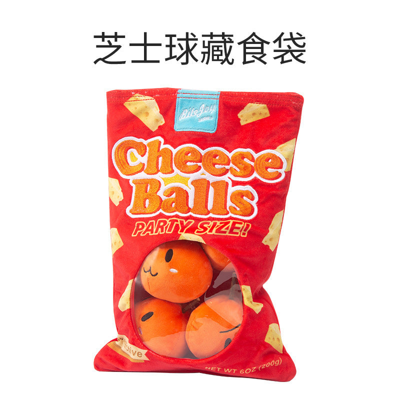 Amazon cross-border pet food and play bag ready-made cheese set American hamburger sound plush sniffing dog toy