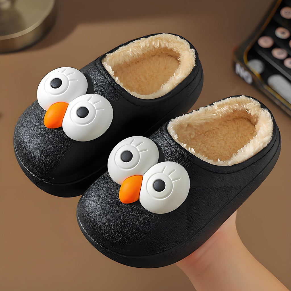 Winter waterproof, non-slip and warm for kids girls cartoon parent-child furry boys baby children cotton slippers