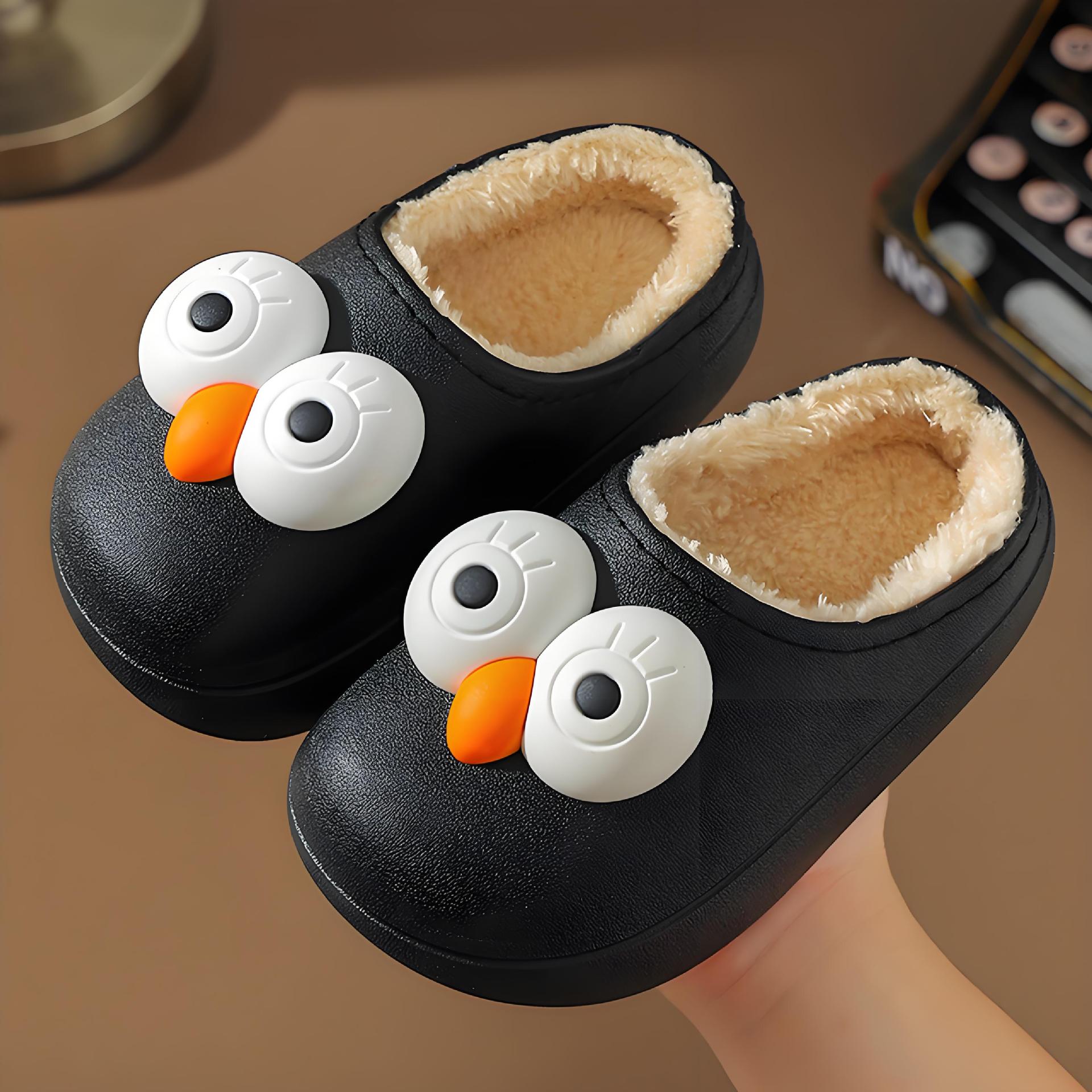 Winter waterproof, non-slip and warm for kids girls cartoon parent-child furry boys baby children cotton slippers