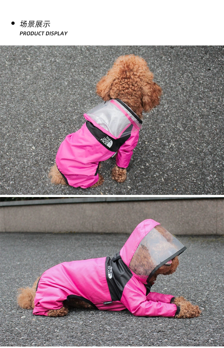 Puppy raincoat four-legged all-inclusive medium dog small dog rainy weather clothes pet rain cape
