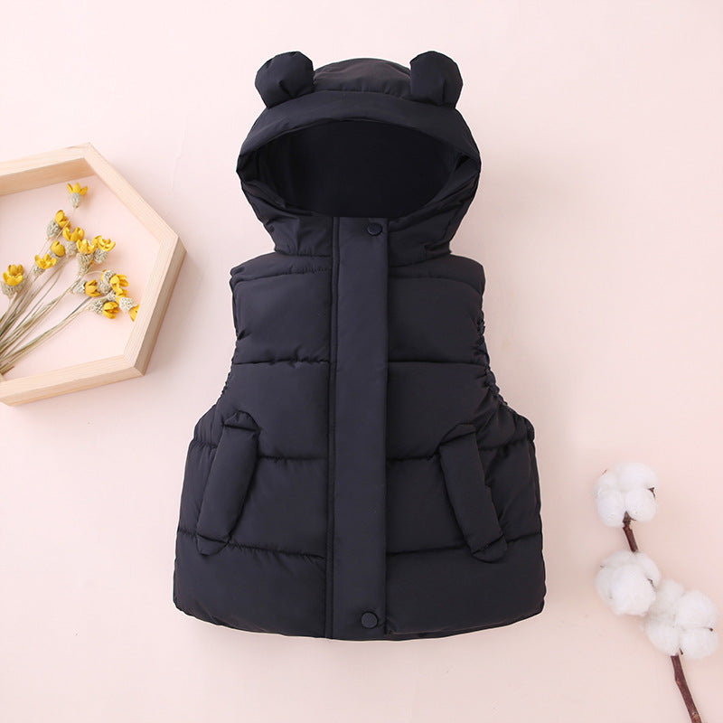 2025 autumn and winter children's thick down cotton vest vest girl waistcoat girl top baby warm cotton coat