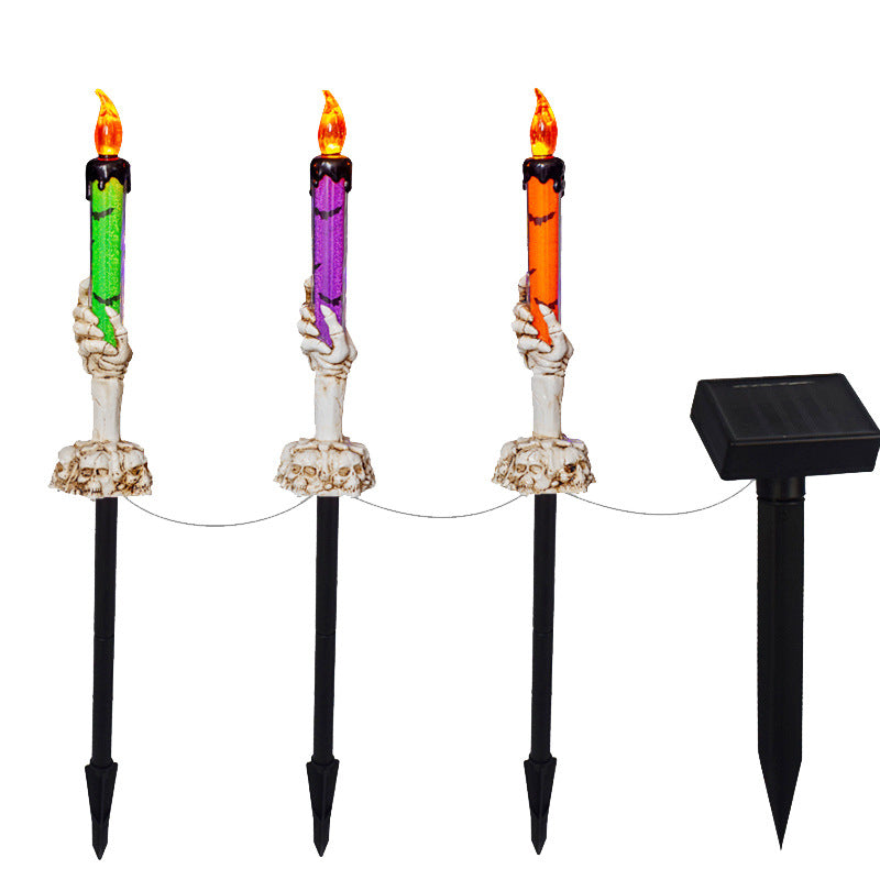 New solar outdoor courtyard Halloween pumpkin lantern resin craft garden ghost festival atmosphere decoration ground plug