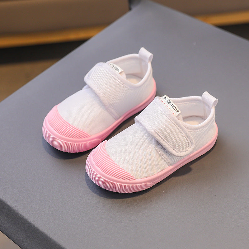 Children's shoes spring and autumn new one-step children's canvas shoes baby soft-soled shoes student kindergarten white indoor wholesale