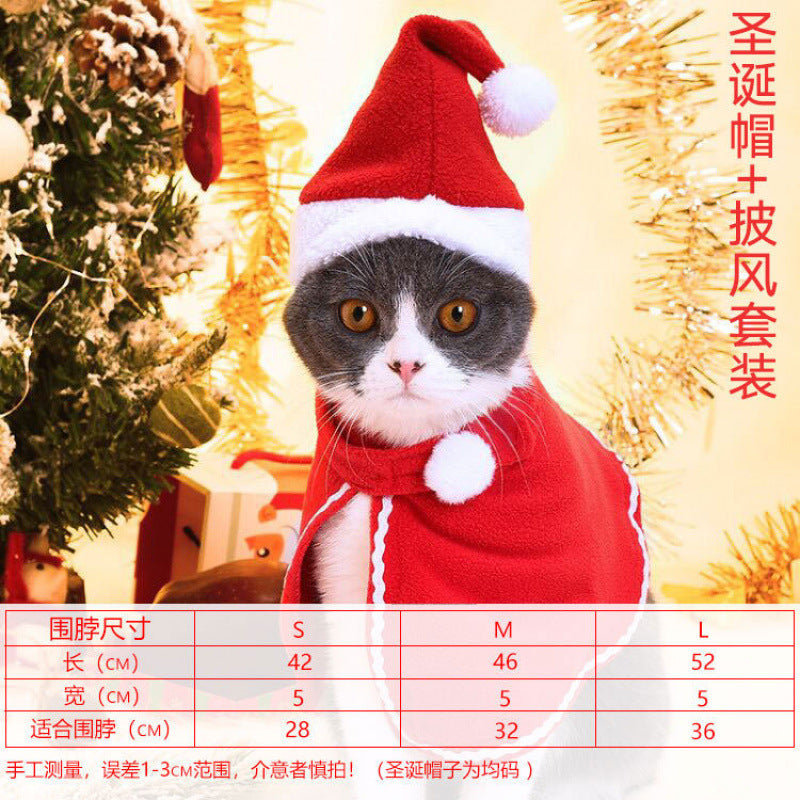 Cross-border cat headband hat scarf dog clothes cat cape headdress cloak Christmas funny pet supplies