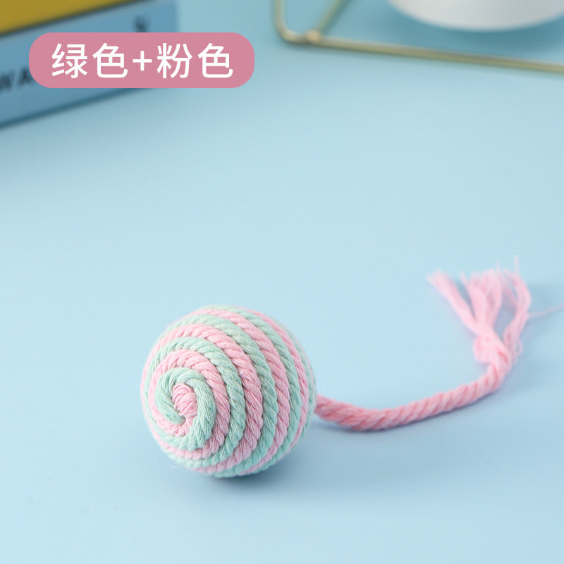 Pet Handmade Chewing Toy Hand-Pull Long Tail Cotton Ball 5cm Dog Leash Small Dog Chewing Toy Factory Wholesale