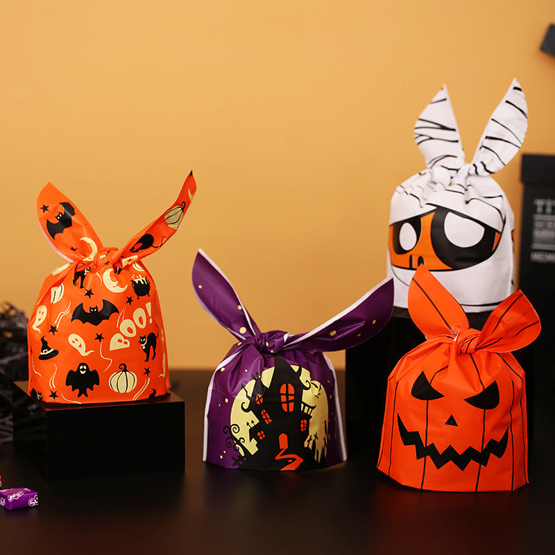 Cross-border Halloween packaging bags Amazon bunny ears snack bags baked biscuit bags gift bags pumpkin candy bags