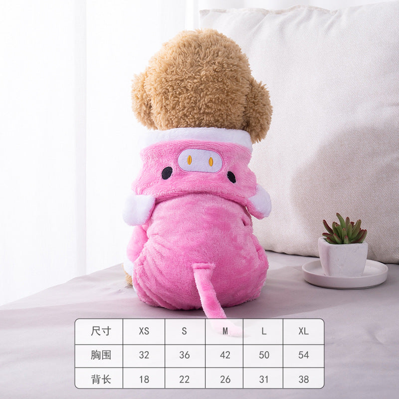Pet clothes transformation clothes coral fleece autumn and winter dinosaur four-legged dog winter clothes cat pet clothes wholesale