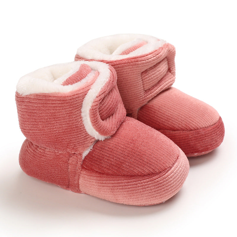Baby shoes soft-soled shoes thickened spot toddler shoes warm cotton shoes plus velvet baby boots 0-1 years old snow boots