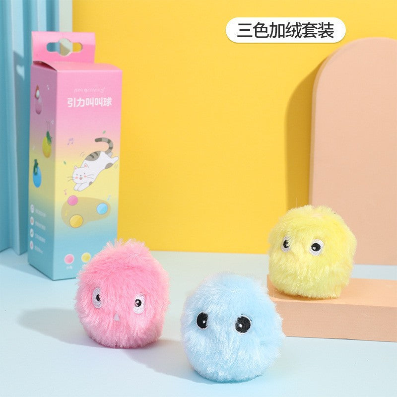 Cross-border new pet barking ball can make a sound self-healing cat toy ball amusing cat stick catnip gravity barking ball