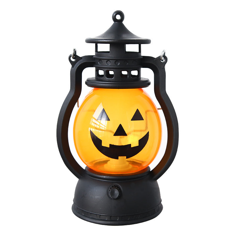 Retro kerosene lamp Christmas Halloween pumpkin portable pony lantern night light LED electronic decoration candle light