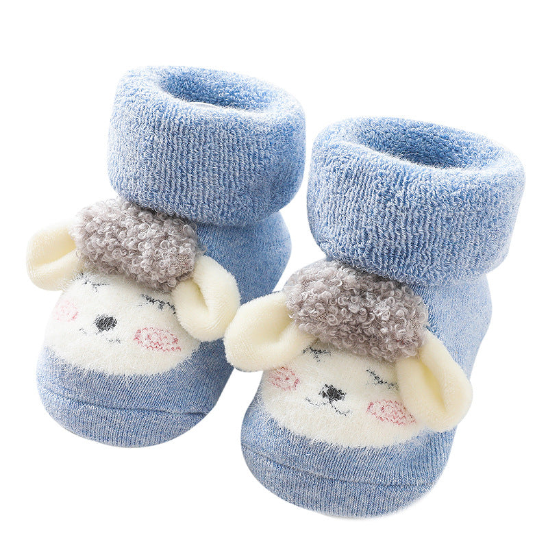 Liu Chenghang baby socks winter cartoon lamb thickened terry floor socks comfortable soft baby toddler socks wholesale