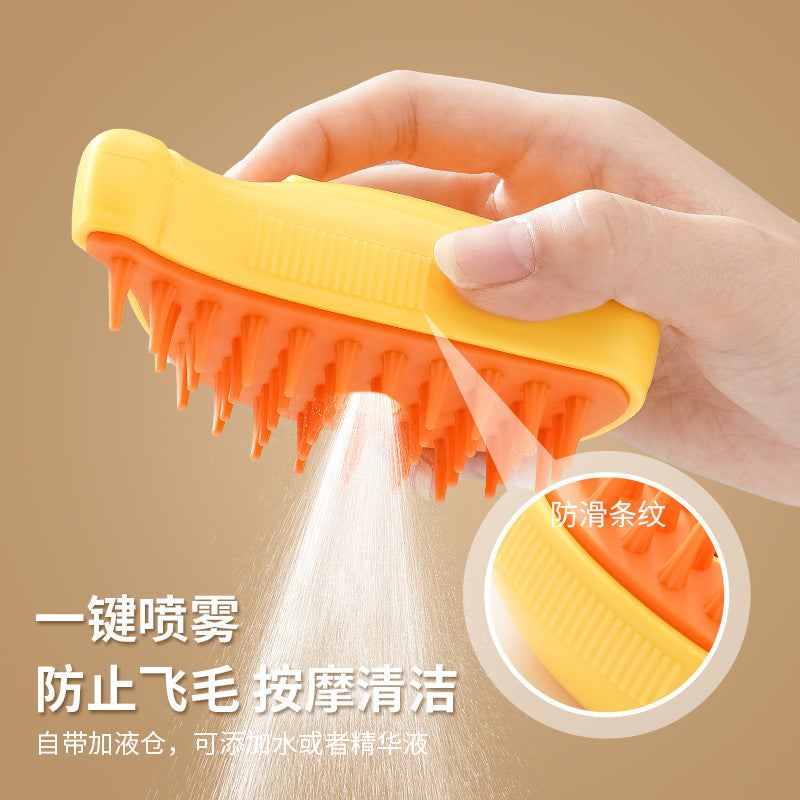 Pet spray massage comb one-click spray anti-flying hair massage bath to remove floating hair one-click spray banana massage brush