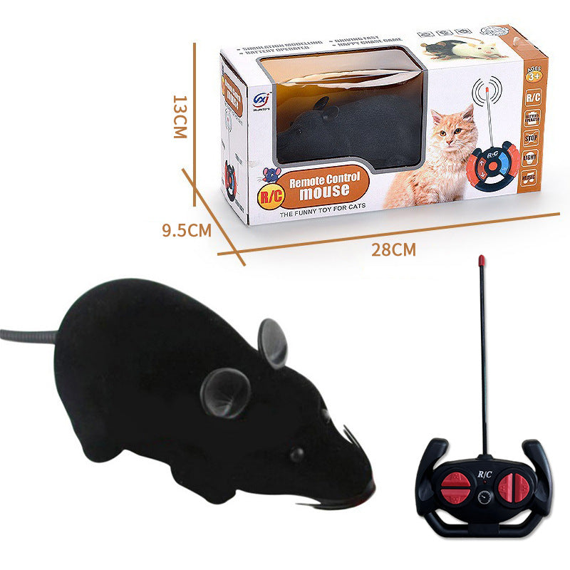 Flocking remote control mouse electric prank animal model children's pet toy to tease dogs and cats interactive products